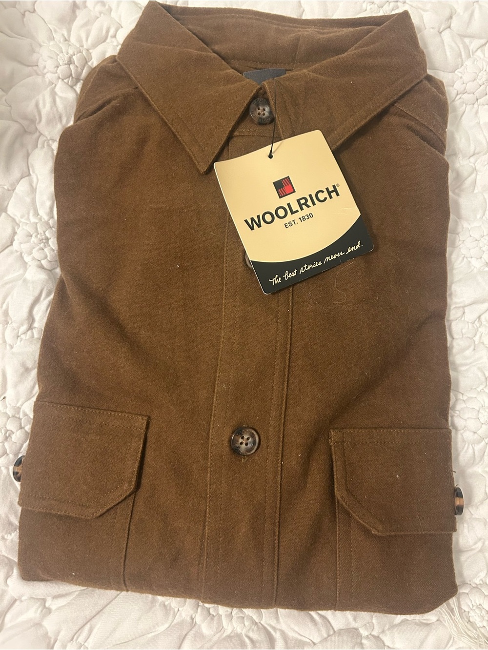 Woolrich Men's Brown Field Jacket with Flap Pockets